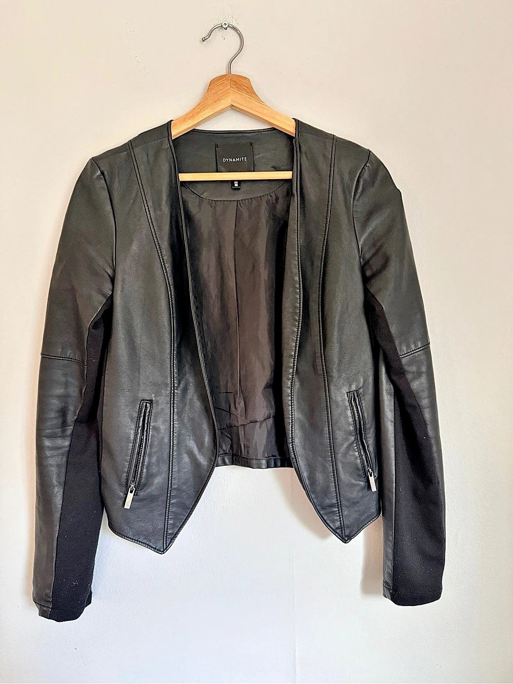 Dynamite Black Leather-Style Jacket Size P/S